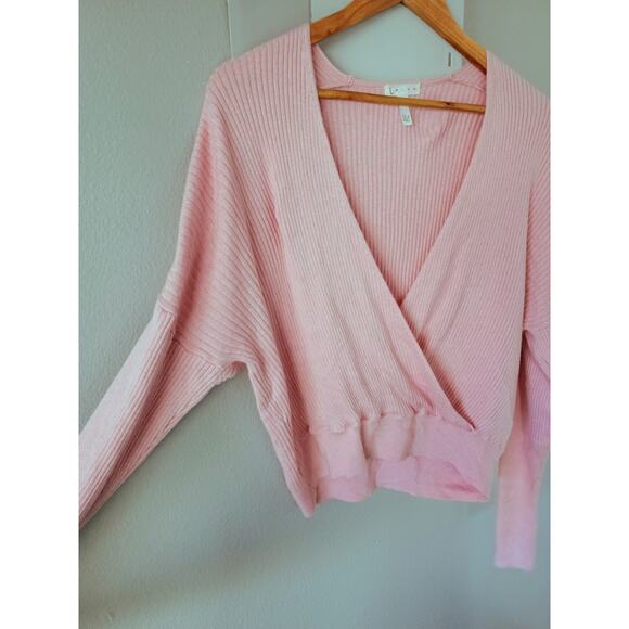 Leith Rib Wrap Sweater pink ballet Core coquette girl romantical pilates casual - Picture 2 of 12